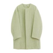 Mohair Mint Jas met Geribbelde Ronde Hals Auralee , Green , Dames