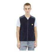 Fleece Gilet met Logo-Applique en Shell Trims A.p.c. , Blue , Heren