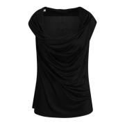 Gedrapeerd Mouwloos U-Hals Top Helmut Lang , Black , Dames