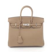 Pre-owned Leather handbags Hermès Vintage , Beige , Dames