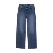 Navy High Waist Loose Fit Jeans Anine Bing , Blue , Dames