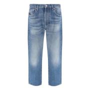 Blauwe Gewassen Denim Jeans Valentino , Blue , Heren