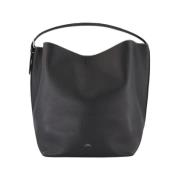 Zwarte Leren Shopper Tas - Dubbel Draagbaar TotêMe , Black , Dames