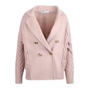 Gevlochten Gebreid Dubbelbreasted Jas Max Mara , Pink , Dames