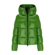 Groene Gewatteerde Hoodie Jas Save The Duck , Green , Dames