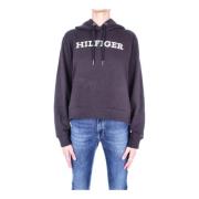 Zwarte Logo Front Sweater Tommy Hilfiger , Black , Dames