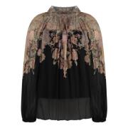 Bloemen trekkoord blouse met ballonmouwen Zimmermann , Black , Dames