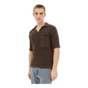 Gebreide Polo Shirt ERL , Brown , Heren