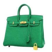 Pre-owned Leather handbags Hermès Vintage , Green , Dames