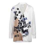 Gedrukte V-hals Shirt Max Mara , Multicolor , Dames