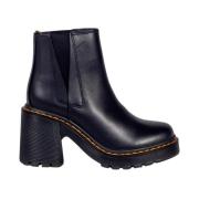 Zwarte leren hoge chelsea laarzen Dr. Martens , Black , Dames