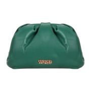 Gedrapeerde Gingers Clutch Tas met Logo Essentiel Antwerp , Green , Da...