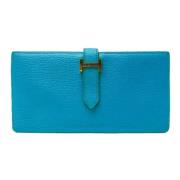 Pre-owned Leather wallets Hermès Vintage , Blue , Dames