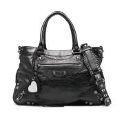 Zwarte Korrelige Leren Tote Tas Balenciaga , Black , Dames