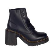 Zwarte leren veterschoenen met hak Dr. Martens , Black , Dames