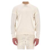 Kasjmier Trui met Ronde Hals Suède Patches Herno , Beige , Heren