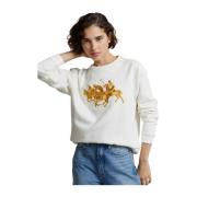 Katoenen sweatshirt met logo Ralph Lauren , White , Dames