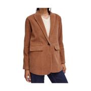 Katoenen blazer relaxte pasvorm boven de knie b.young , Brown , Dames