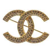 Pre-owned Metal brooches Chanel Vintage , Yellow , Dames