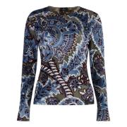 Paisley Velvet Longsleeve Top Etro , Multicolor , Dames