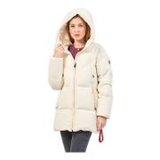 Witte Stretch Nylon Puffer Jas Afterlabel , White , Dames