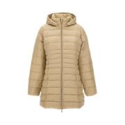 Beige Gewatteerde Lange Jas Reese Save The Duck , Beige , Dames