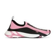 Snelle Logo Sneakers Roze/Zwart Dolce & Gabbana , Multicolor , Dames