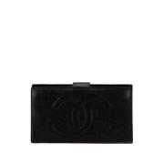 Pre-owned Leather wallets Chanel Vintage , Black , Dames