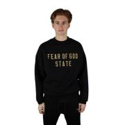 Zwarte Fleece Crewneck, Eigentijdse Stijl Fear Of God , Black , Heren