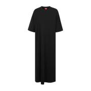 Zwarte Viscose Wijde Lange Jurk Staud , Black , Dames