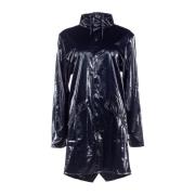 Zwarte lange jas met technische stof Rains , Black , Dames