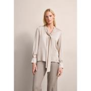 Satijnen blouse met gerimpelde halslijn Bugatti , Beige , Dames