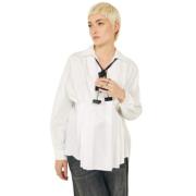 Witte Poplin Shirt met Taille Plooien Souvenir , White , Dames