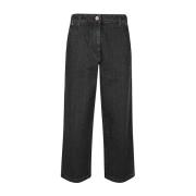 Wijde Pijp Denim Jeans met knoop- en ritssluiting Aspesi , Black , Dam...