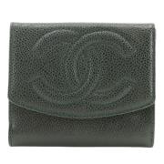 Pre-owned Leather wallets Chanel Vintage , Green , Dames