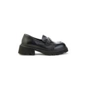 Gouden gesp leren mocassin vrouw Paciotti , Black , Dames