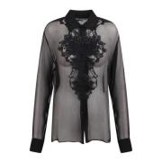 Geborduurde Kant Shirt Ermanno Scervino , Black , Dames