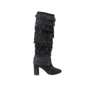 Pre-owned Linen boots Aquazzura Pre-owned , Black , Dames