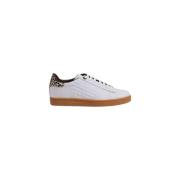 Beige Leren Sneaker Herfst/Winter Collectie Emporio Armani EA7 , Beige...