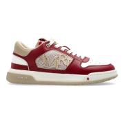 Rode Lage Sneakers Twee-tone Leer Mesh Amiri , Red , Heren