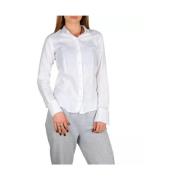 Witte Linnen-Katoenen Slim Fit Overhemd Made in Italia , White , Dames