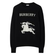 Zwarte Kasjmier Wol Trui Ruiterontwerp Burberry , Black , Heren