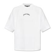 T-shirt met logo Palm Angels , White , Heren