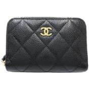 Pre-owned Leather wallets Chanel Vintage , Black , Dames