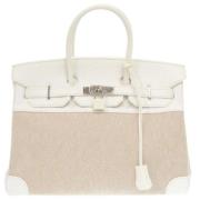 Pre-owned Leather handbags Hermès Vintage , White , Dames