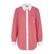 Gestreept Casual Overhemd met Witte Accenten Cras , Red , Dames