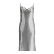 Metallic Gebreide Mini Jurk met Medusa Details Versace , Gray , Dames