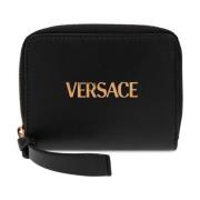 Leren portemonnee Versace , Black , Dames