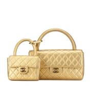 Pre-owned Leather handbags Chanel Vintage , Yellow , Dames