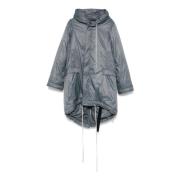 Grijze Fishtail Parka met reliëf afwerking Rick Owens , Gray , Heren